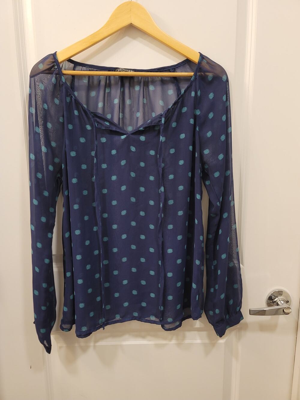 Stitch Fix Blue and Teal Polkadot Blouse